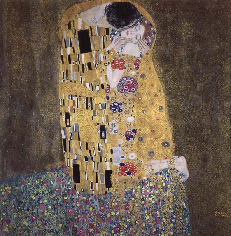 Gustav Klimt kiss oil painting image